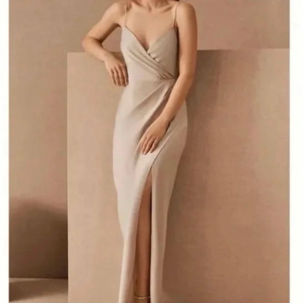 BHLDN Freya Satin Charmeuse Bridesmaid Dress in Champagne Sz 2 NWT Anthropologie